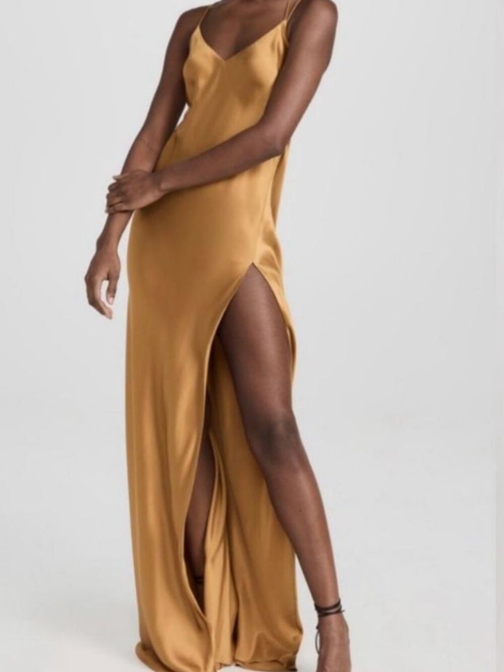 The Sei Womens' Gold V-neck Strappy Dress Size 4